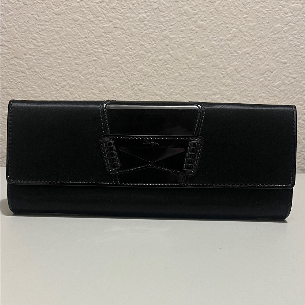 Cole Haan Black Satin Envelope Clutch / Wallet